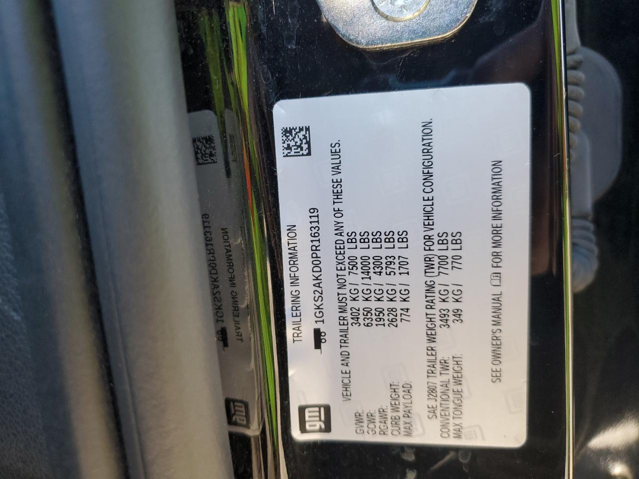 2023 GMC Yukon Sle VIN: 1GKS2AKD0PR163119 Lot: 90048845