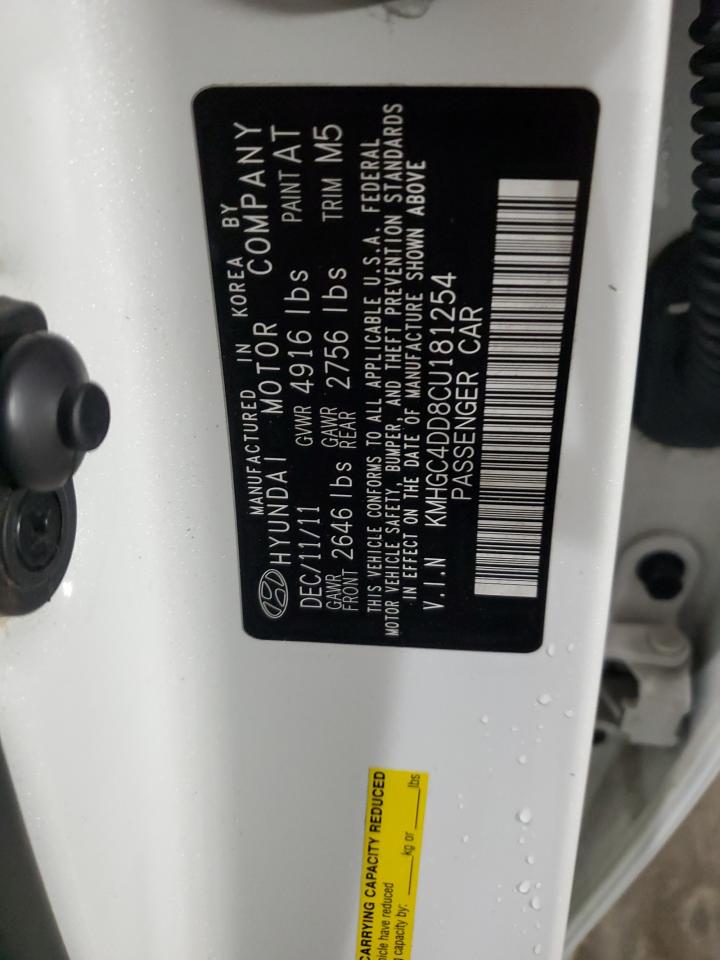 2012 Hyundai Genesis 3.8L VIN: KMHGC4DD8CU181254 Lot: 93480825