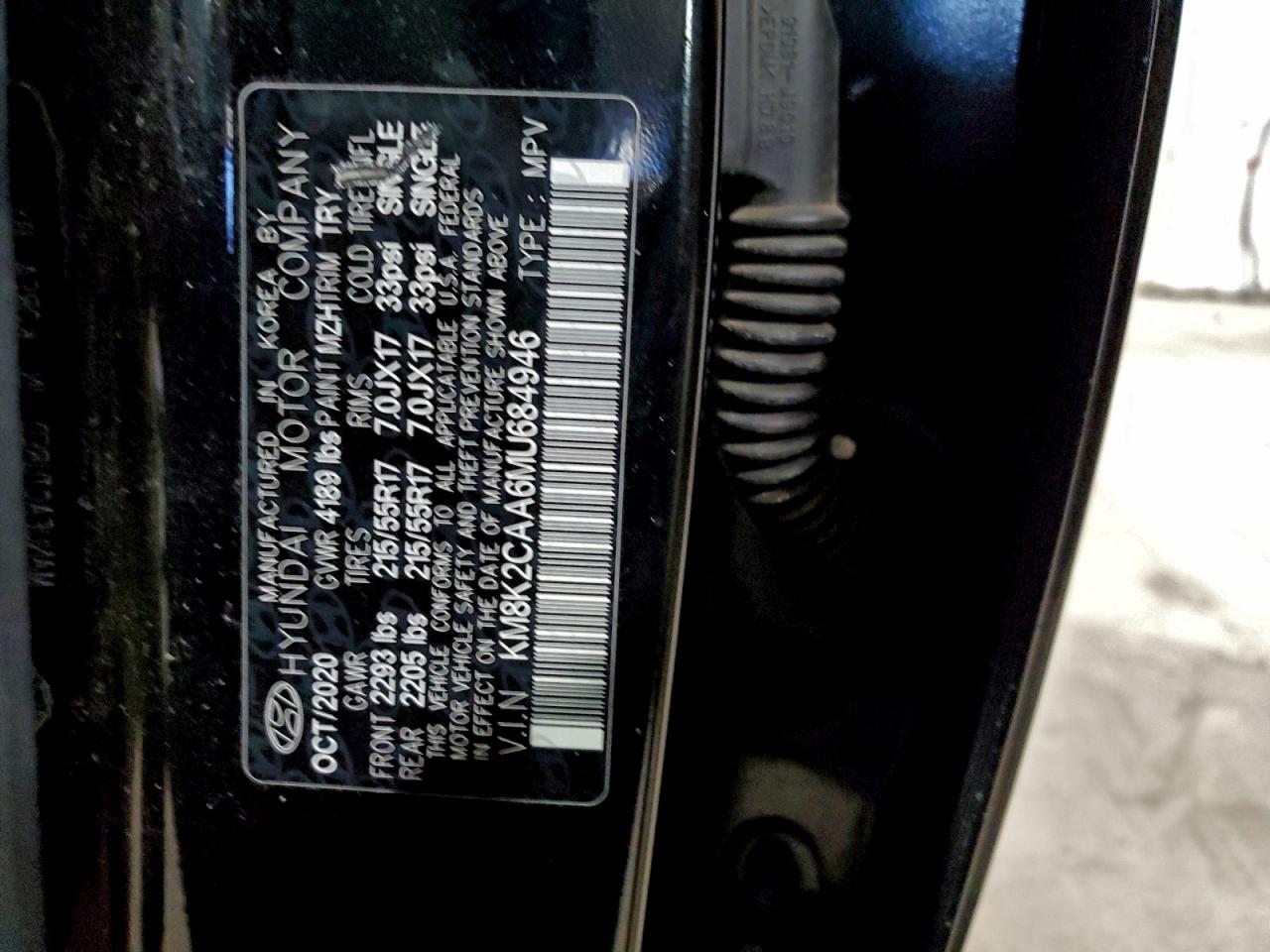 2021 Hyundai Kona Sel VIN: KM8K2CAA6MU684946 Lot: 93970915