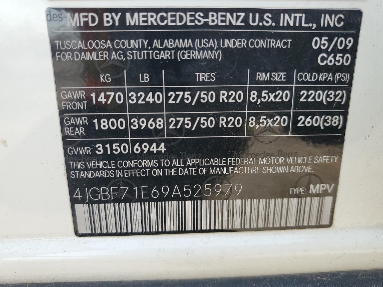 2009 Mercedes-Benz Gl 450 4Matic VIN: 4JGBF71E69A525979 Lot: 91008325