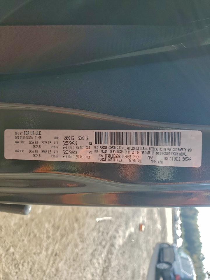 2016 Jeep Wrangler Unlimited Sahara VIN: 1C4BJWEG3GL145038 Lot: 93427375