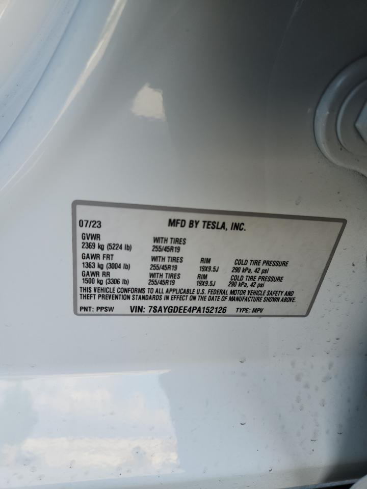 2023 Tesla Model Y VIN: 7SAYGDEE4PA152126 Lot: 93508425