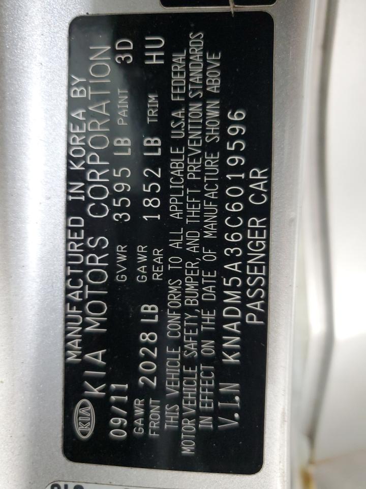 2012 Kia Rio Lx VIN: KNADM5A36C6019596 Lot: 93110325