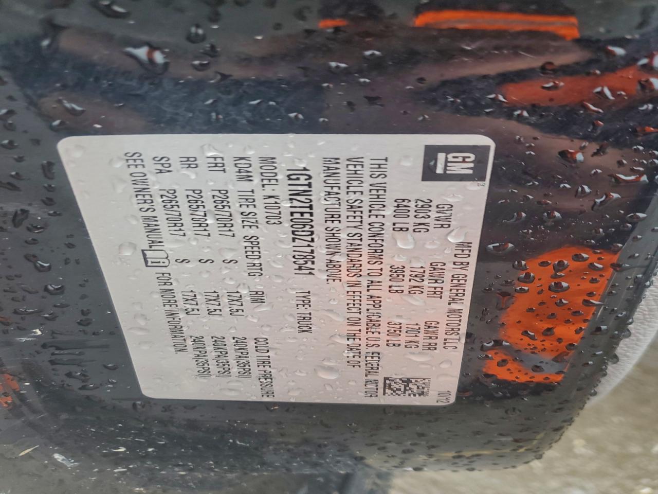 2013 GMC Sierra K1500 VIN: 1GTN2TE06DZ178541 Lot: 94306195