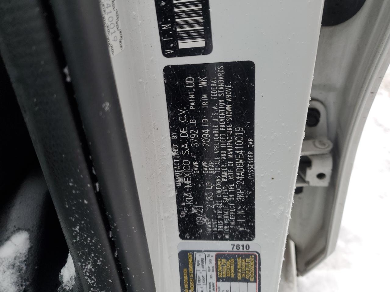 2021 Kia Forte Fe VIN: 3KPF24AD6ME410019 Lot: 92185325