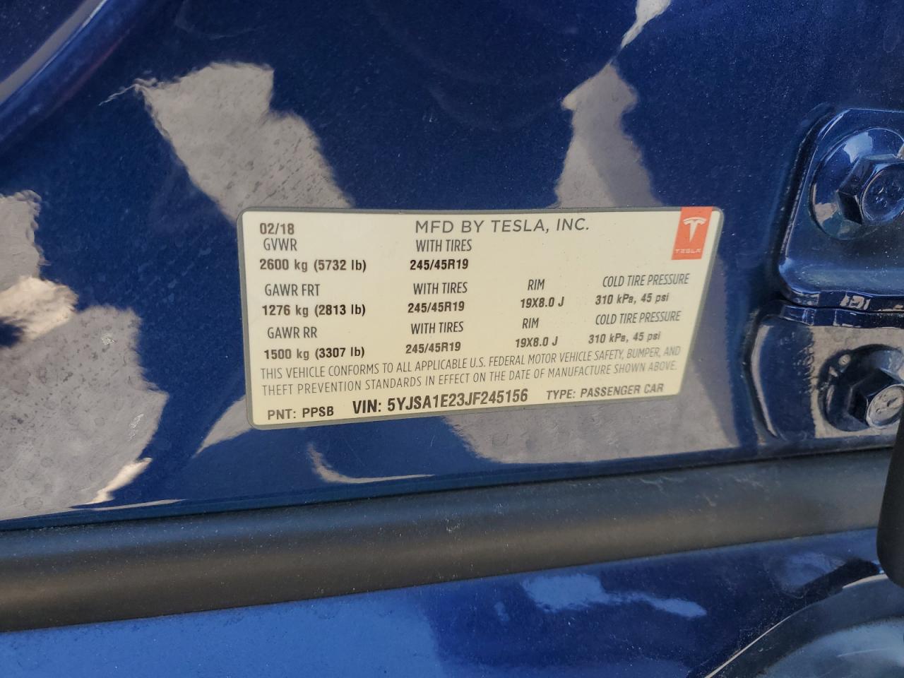 2018 Tesla Model S VIN: 5YJSA1E23JF245156 Lot: 91408245