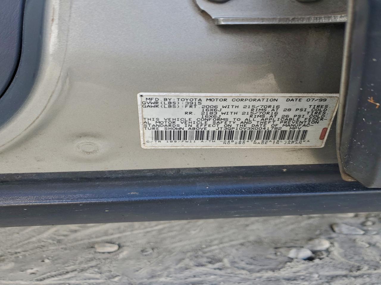 1999 Toyota Rav4 VIN: JT3GP10V3X0041782 Lot: 93526975