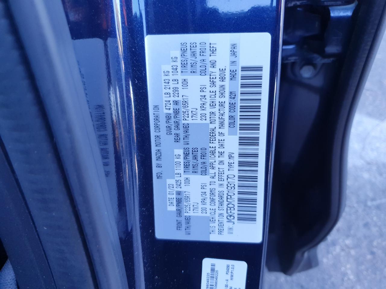 2023 Mazda Cx-5 Preferred VIN: JM3KFBCM7P0193170 Lot: 92686265