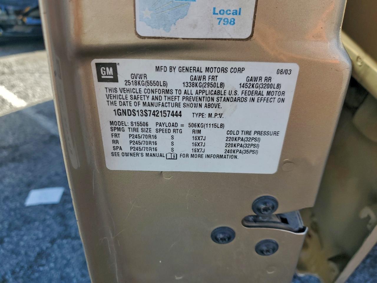 2004 Chevrolet Trailblazer Ls VIN: 1GNDS13S742157444 Lot: 94397285