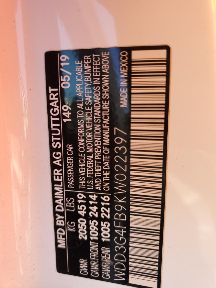 2019 Mercedes-Benz A 220 4Matic VIN: WDD3G4FB9KW022397 Lot: 93390105