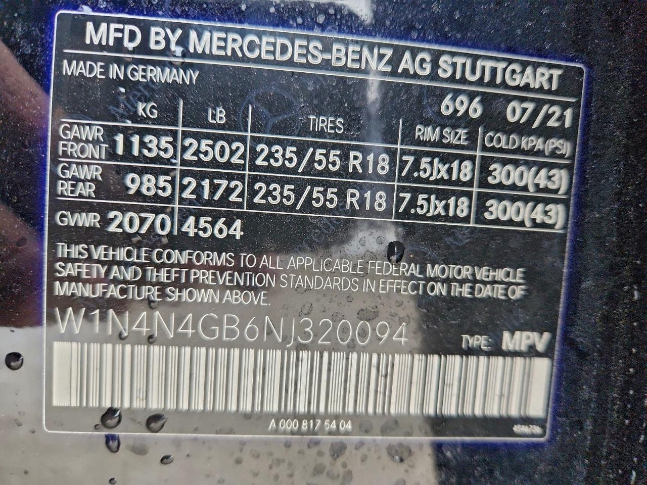 2022 Mercedes-Benz Gla 250 VIN: W1N4N4GB6NJ320094 Lot: 93878155