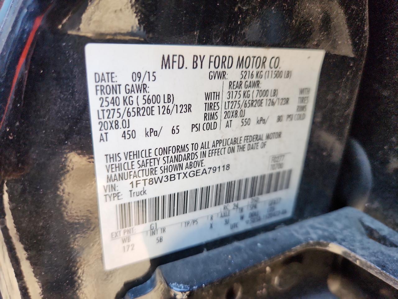 2016 Ford F350 Super Duty VIN: 1FT8W3BTXGEA79118 Lot: 92945085