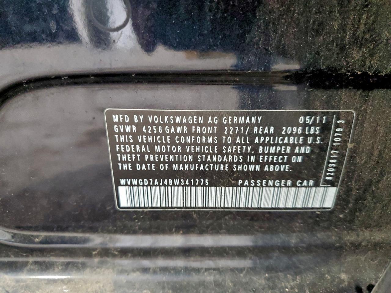 2011 Volkswagen Gti VIN: WVWGD7AJ4BW341775 Lot: 92841215