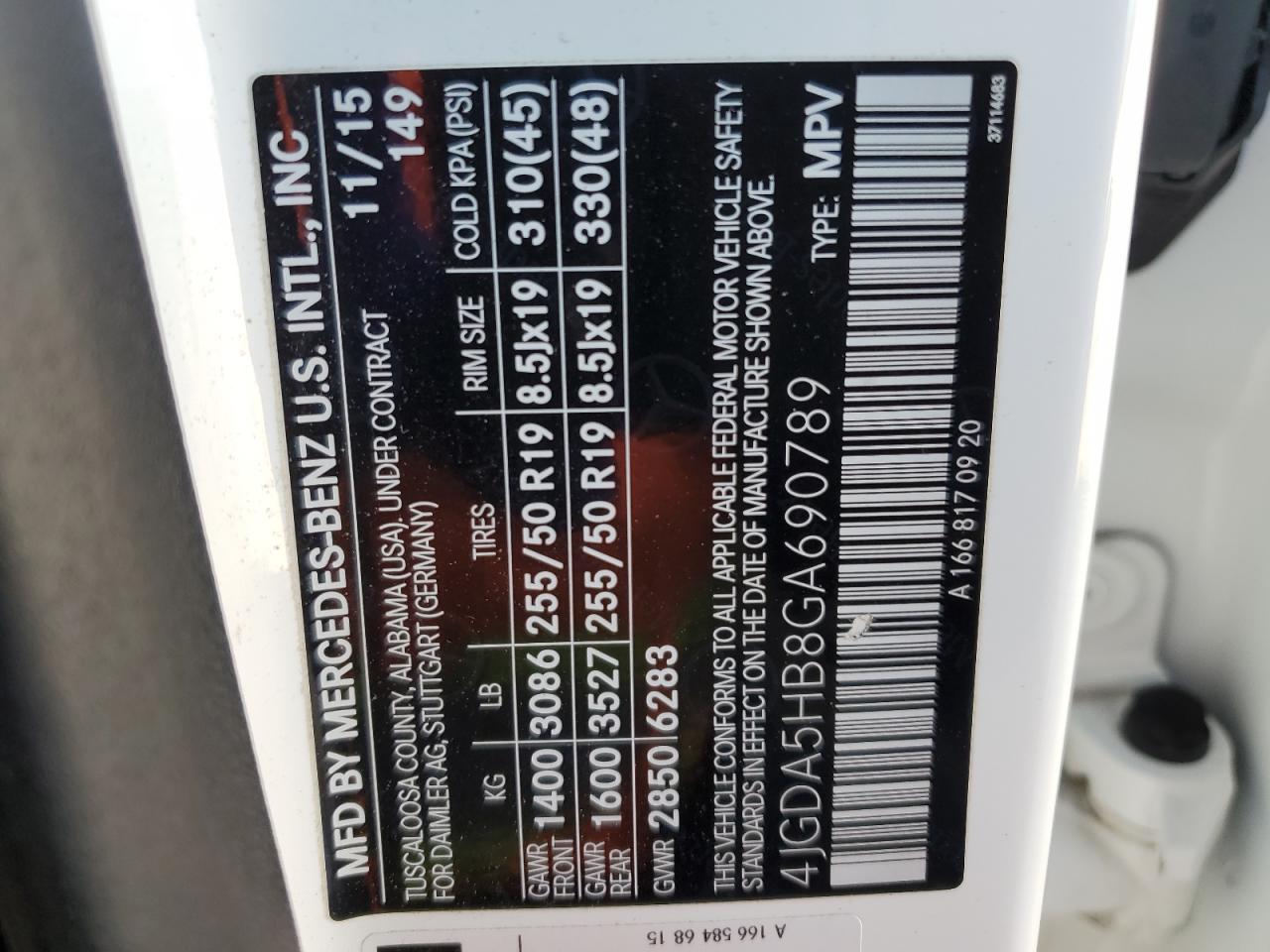 2016 Mercedes-Benz Gle 350 4Matic VIN: 4JGDA5HB8GA690789 Lot: 92649815