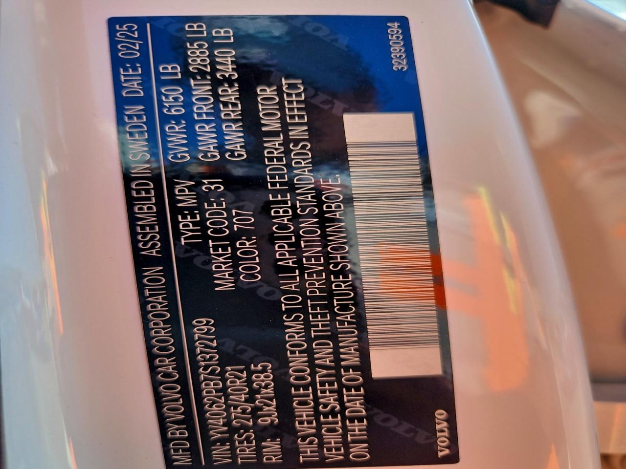 2025 Volvo Xc90 Plus VIN: YV4062PB7S1372799 Lot: 92751775