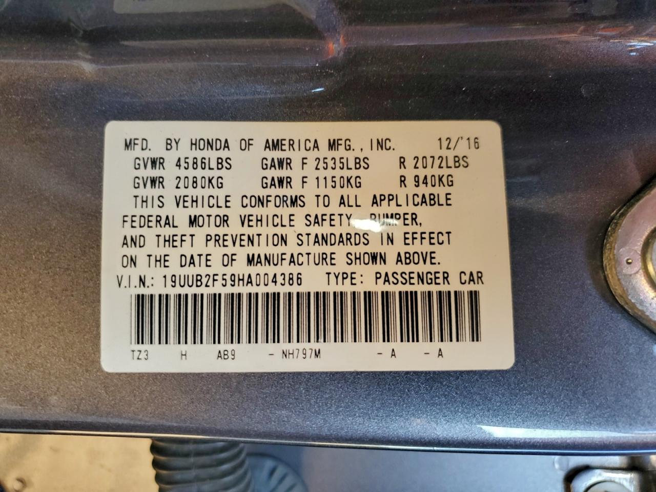 2017 Acura Tlx Tech VIN: 19UUB2F59HA004386 Lot: 94922705