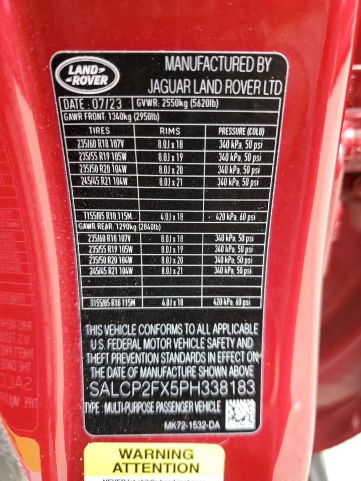 2023 Land Rover Discovery Sport Se VIN: SALCP2FX5PH338183 Lot: 93322575