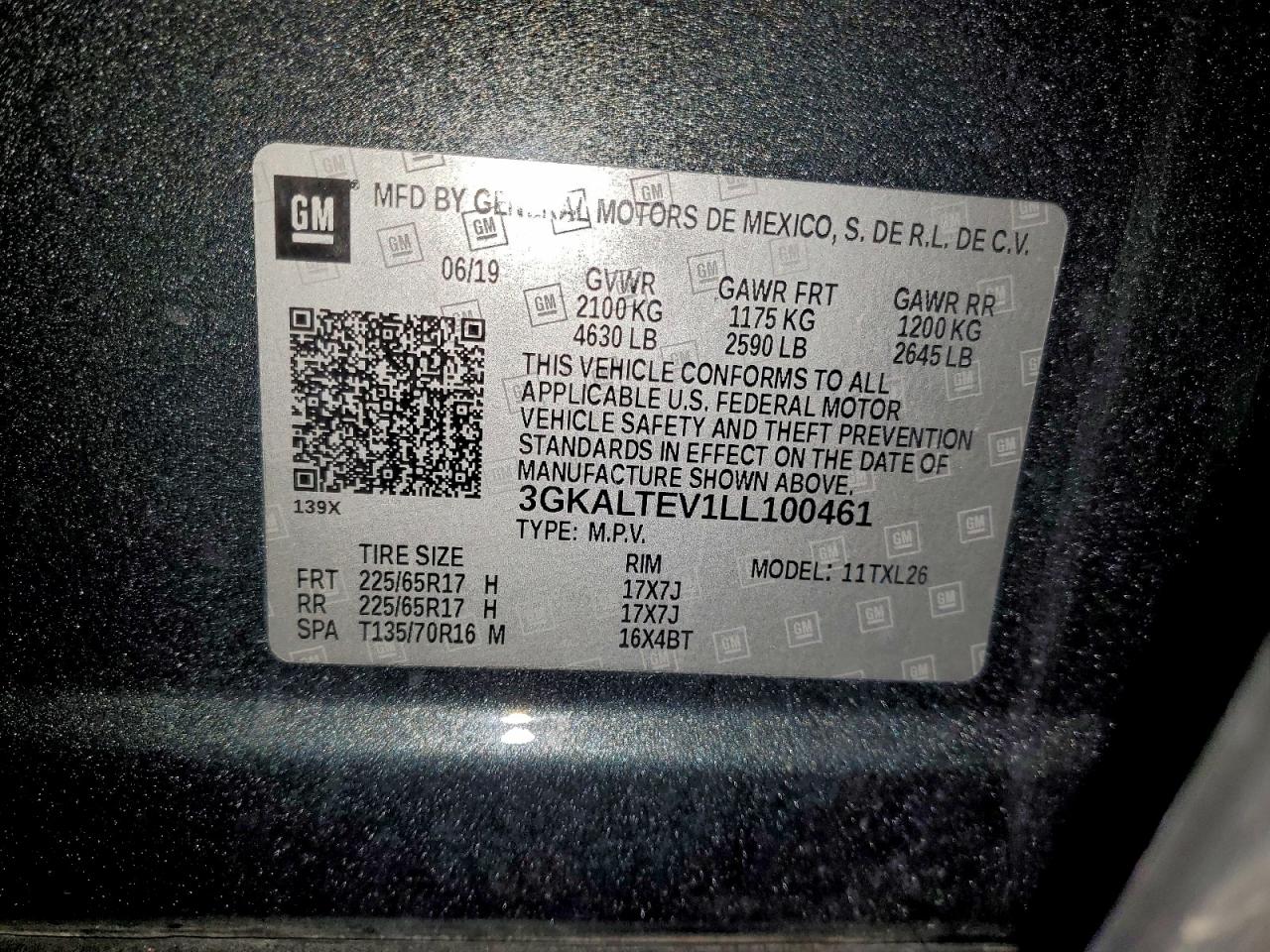 2020 GMC Terrain Sle VIN: 3GKALTEV1LL100461 Lot: 93894965