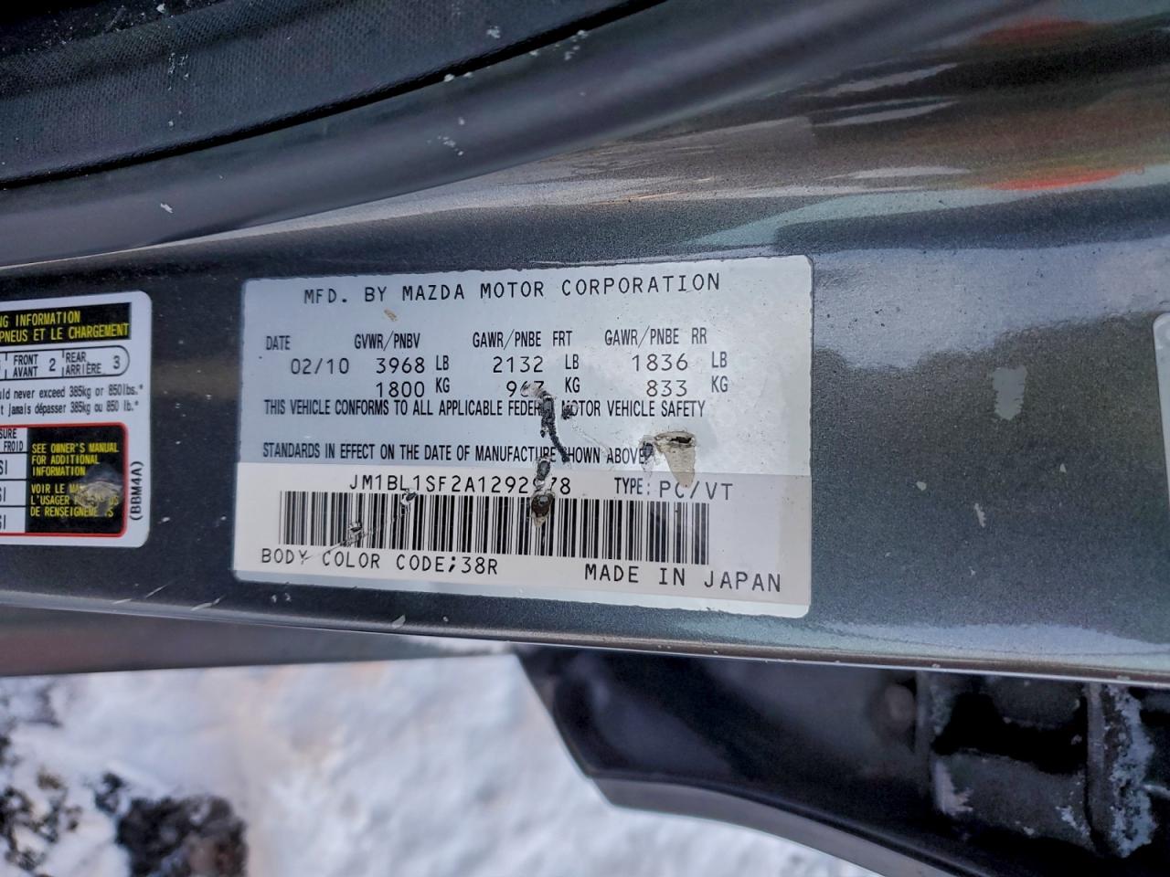 2010 Mazda 3 I VIN: JM1BL1SF2A1292978 Lot: 93931505