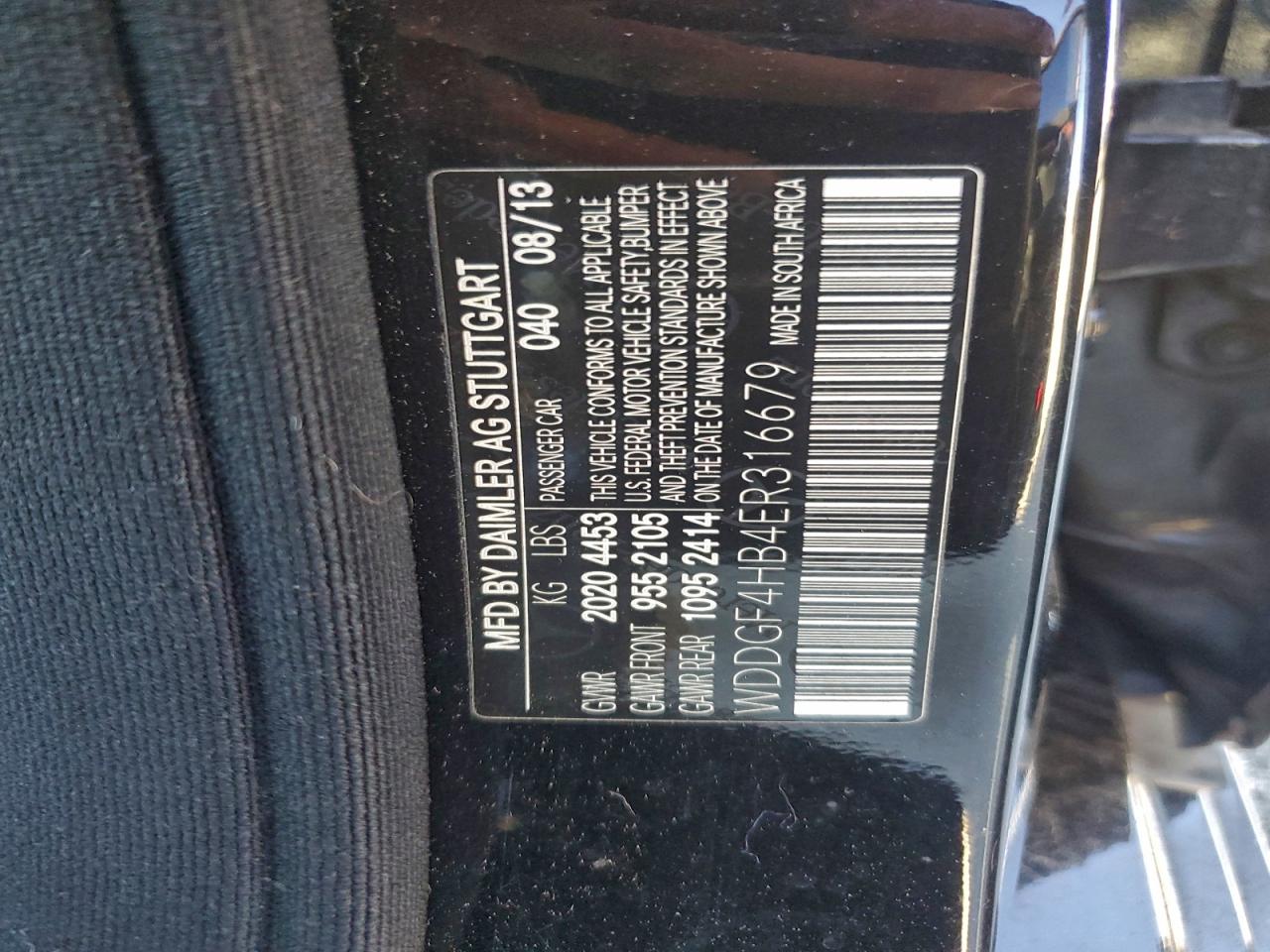 2014 Mercedes-Benz C 250 VIN: WDDGF4HB4ER316679 Lot: 94081305