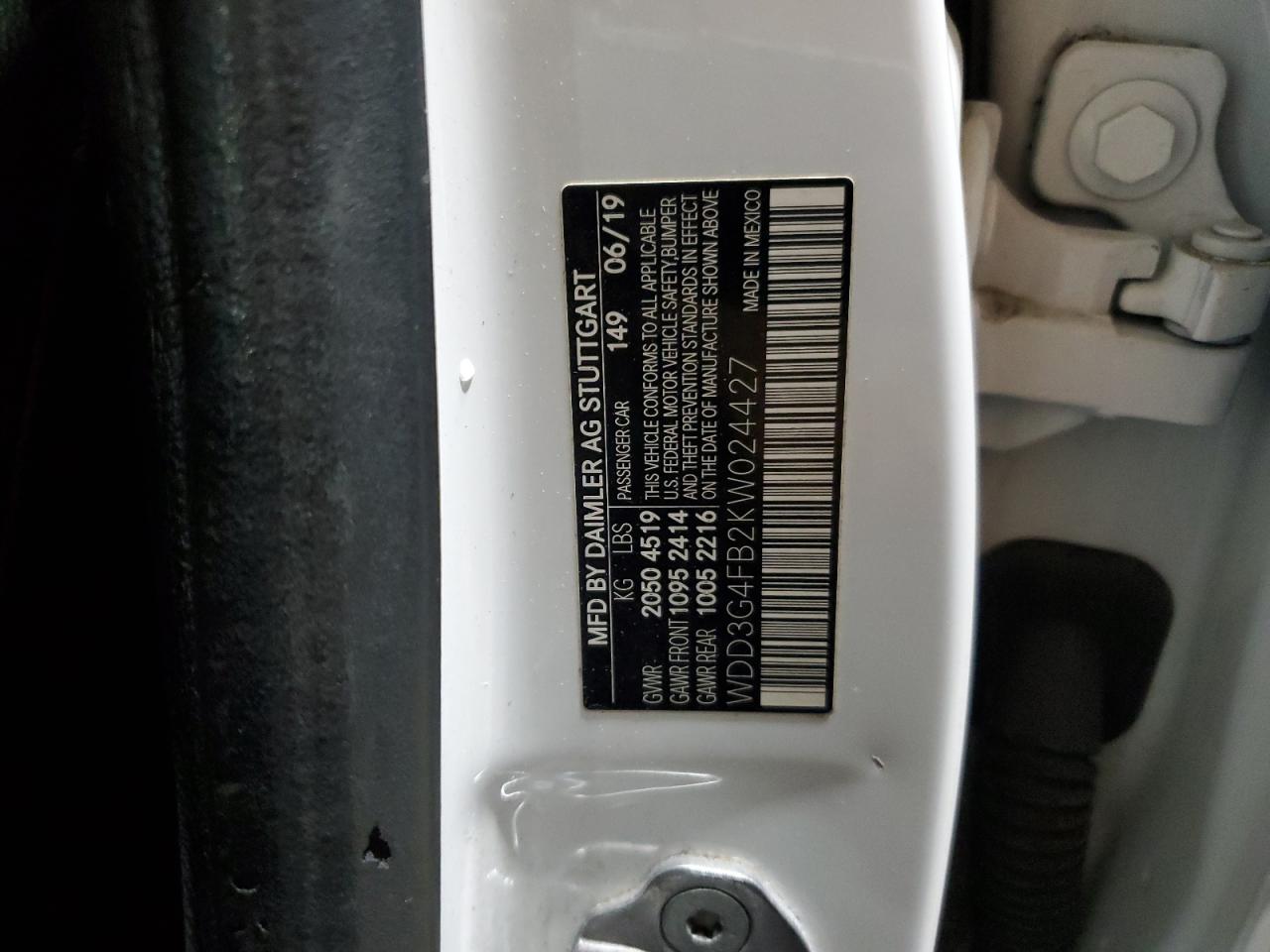 2019 Mercedes-Benz A 220 4Matic VIN: WDD3G4FB2KW024427 Lot: 91803115