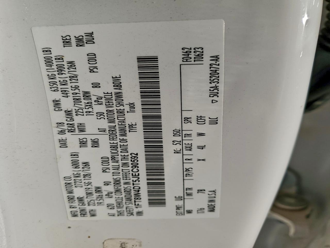 2018 Ford F450 Super Duty VIN: 1FT8W4DT5JEC90592 Lot: 94243445