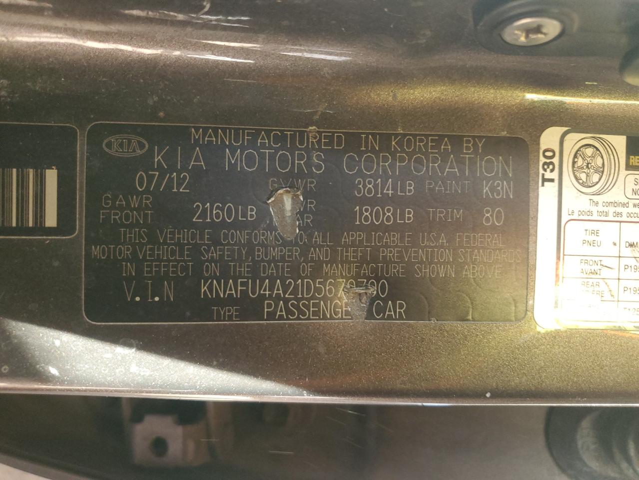 2013 Kia Forte Ex VIN: KNAFU4A21D5679790 Lot: 92194405