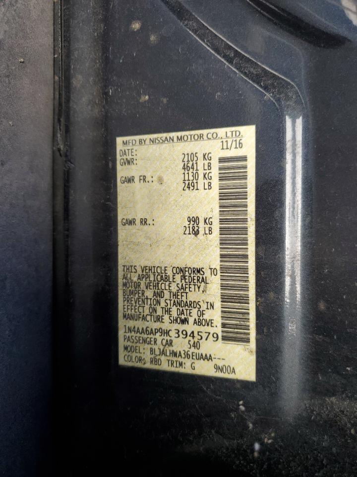 2017 Nissan Maxima 3.5S VIN: 1N4AA6AP9HC394579 Lot: 91335005