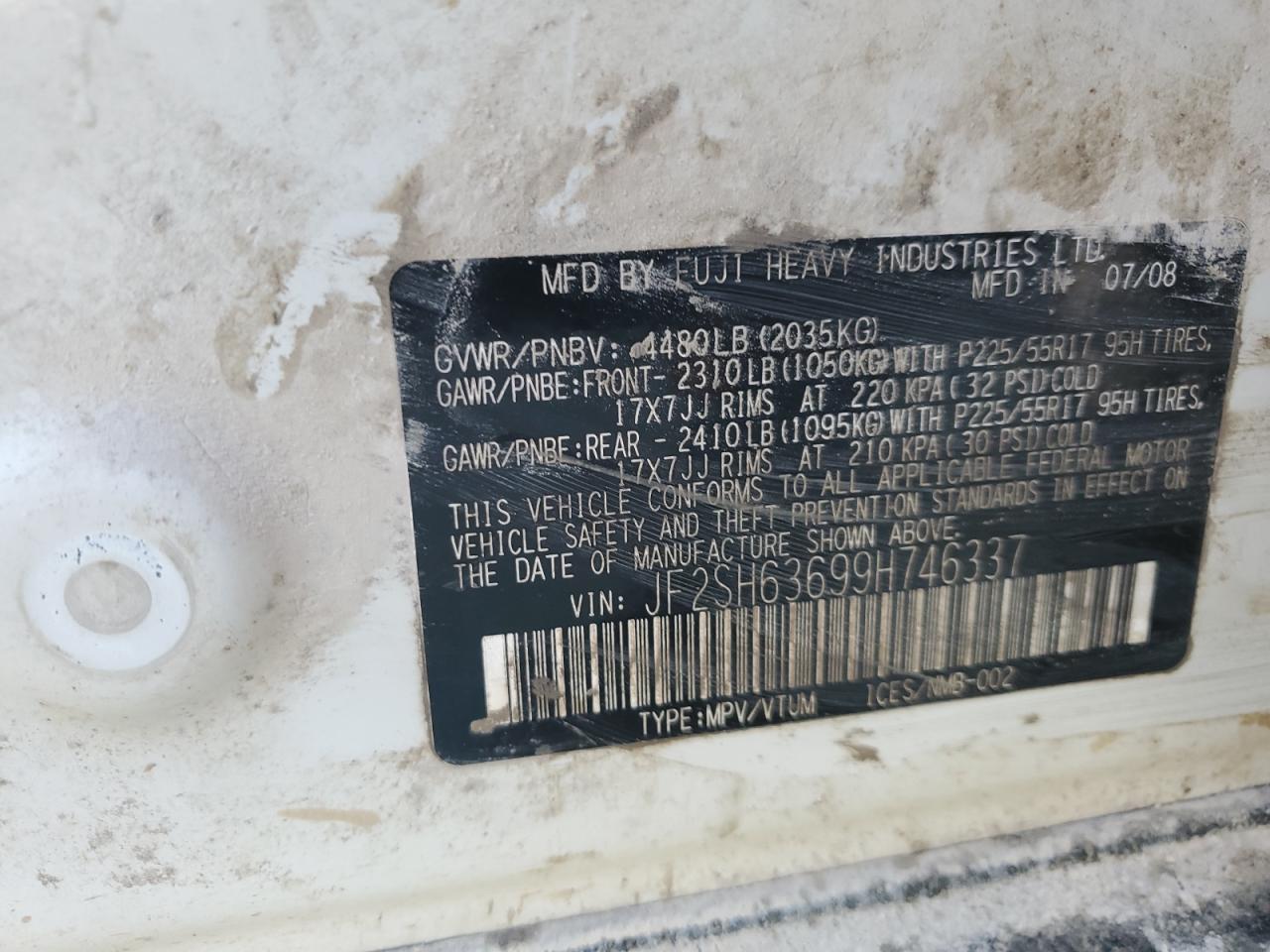 2009 Subaru Forester 2.5X Premium VIN: JF2SH63699H746337 Lot: 91636665