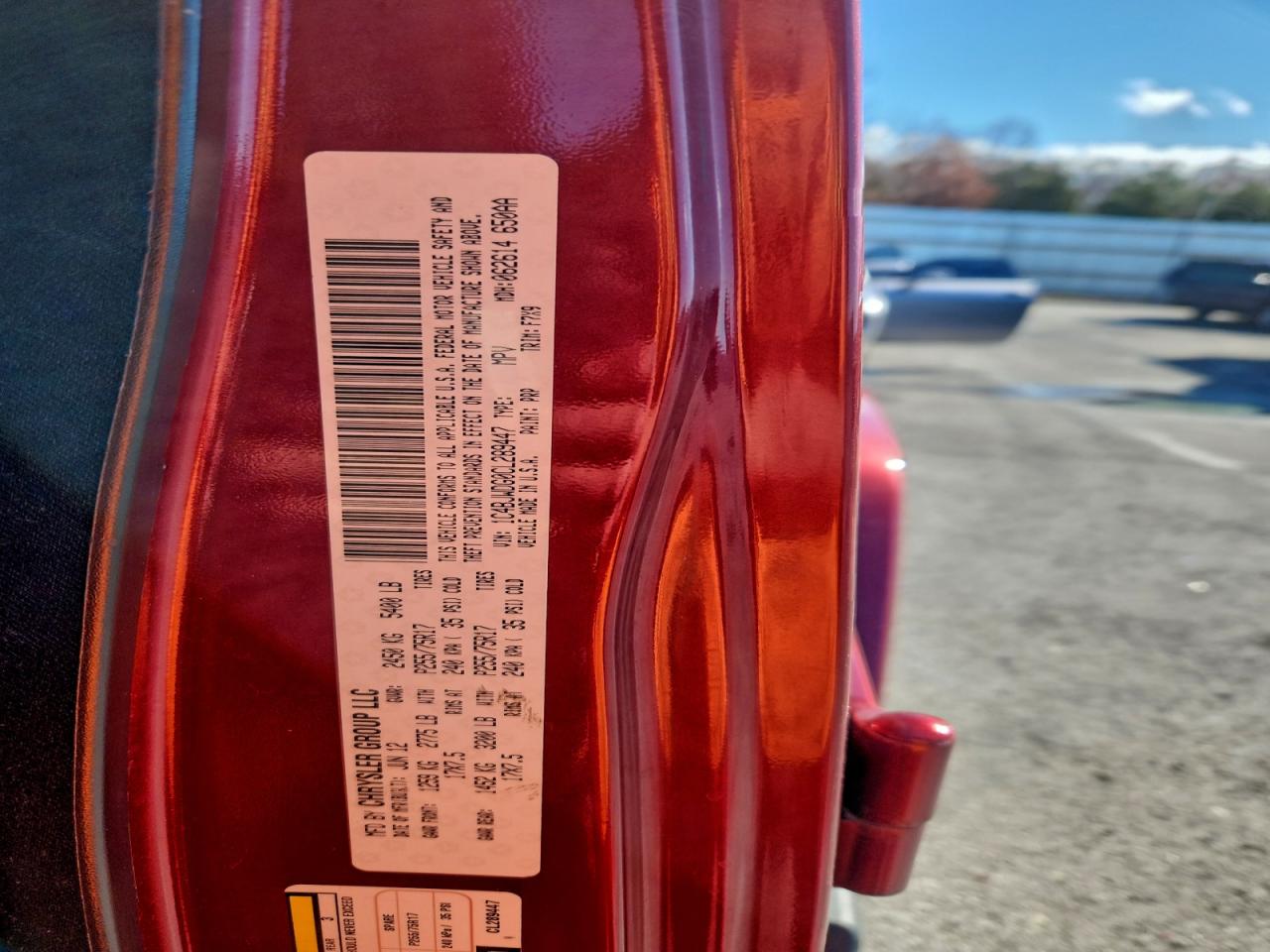 2012 Jeep Wrangler Unlimited Sport VIN: 1C4BJWDG0CL289447 Lot: 93452635