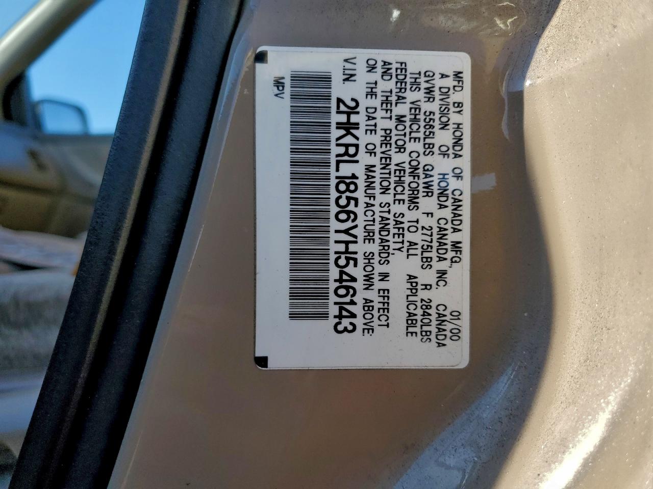 2000 Honda Odyssey Lx VIN: 2HKRL1856YH546143 Lot: 94124065