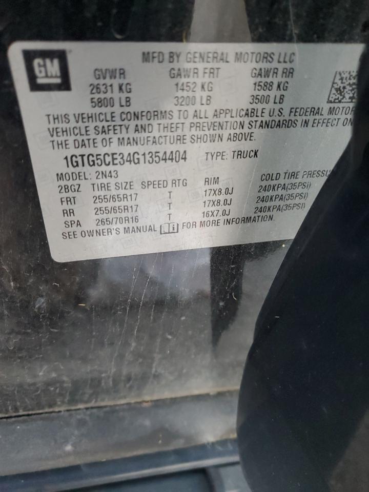 2016 GMC Canyon Sle VIN: 1GTG5CE34G1354404 Lot: 92097715