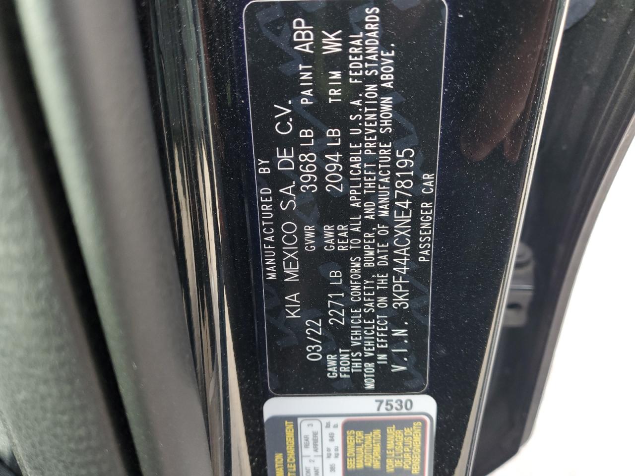 2022 Kia Forte Gt VIN: 3KPF44ACXNE478195 Lot: 91941705