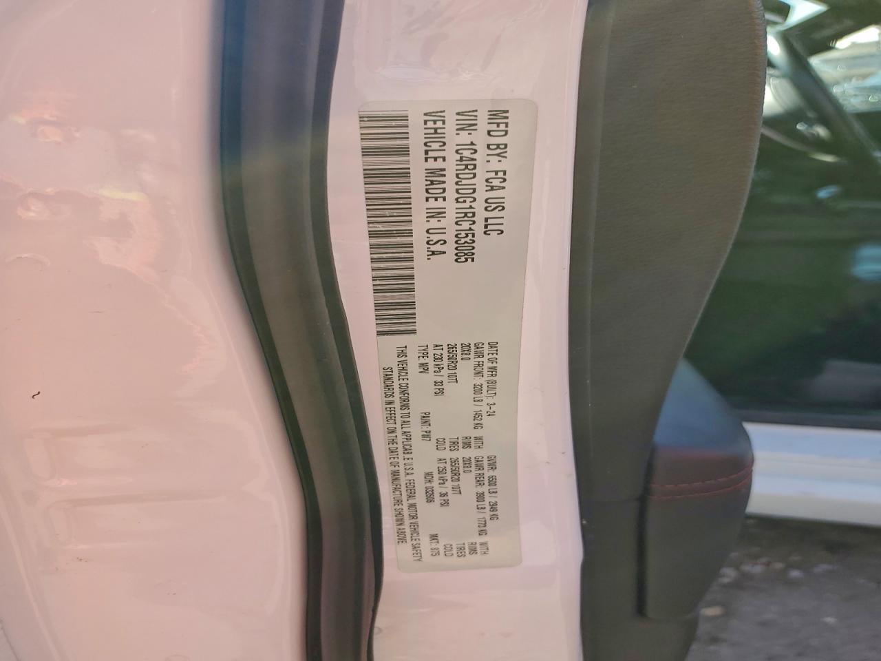 2024 Dodge Durango Gt VIN: 1C4RDJDG1RC153085 Lot: 94277025