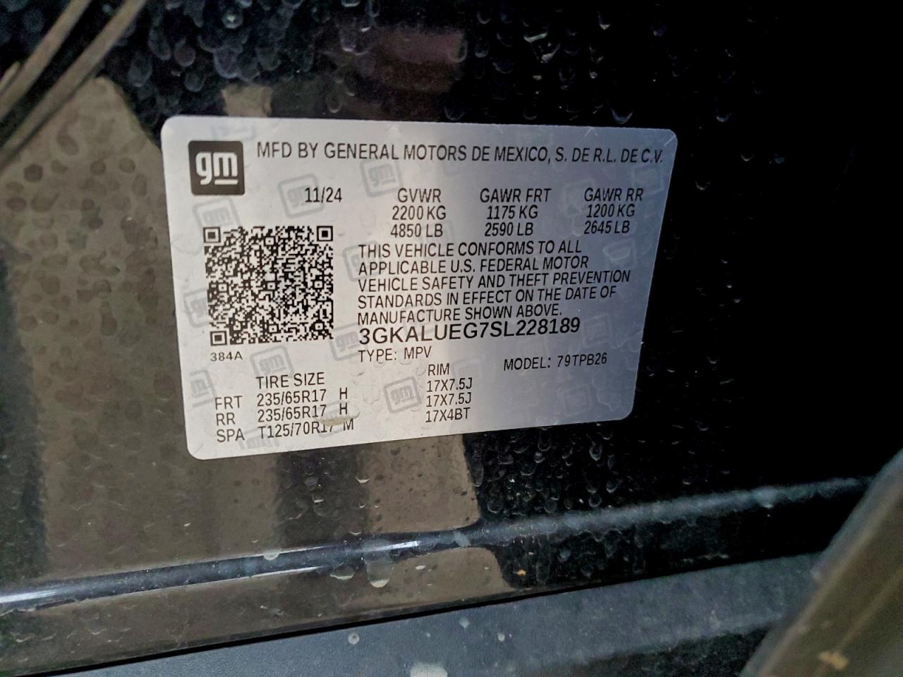 2025 GMC Terrain Elevation VIN: 3GKALUEG7SL228189 Lot: 94072235