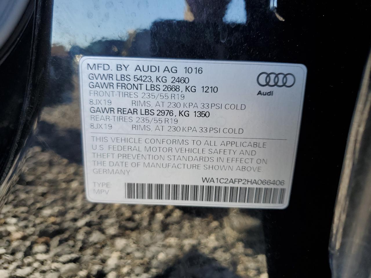 2017 Audi Q5 Premium VIN: WA1C2AFP2HA066406 Lot: 91198165