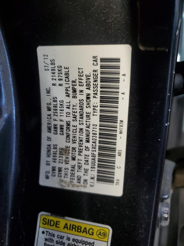 2012 Acura Tl VIN: 19UUA8F5XCA038710 Lot: 91531455