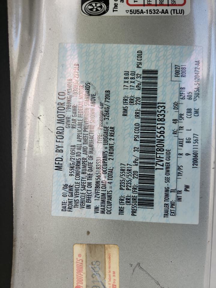 2006 Ford Mustang VIN: 1ZVFT80N565183531 Lot: 91849545