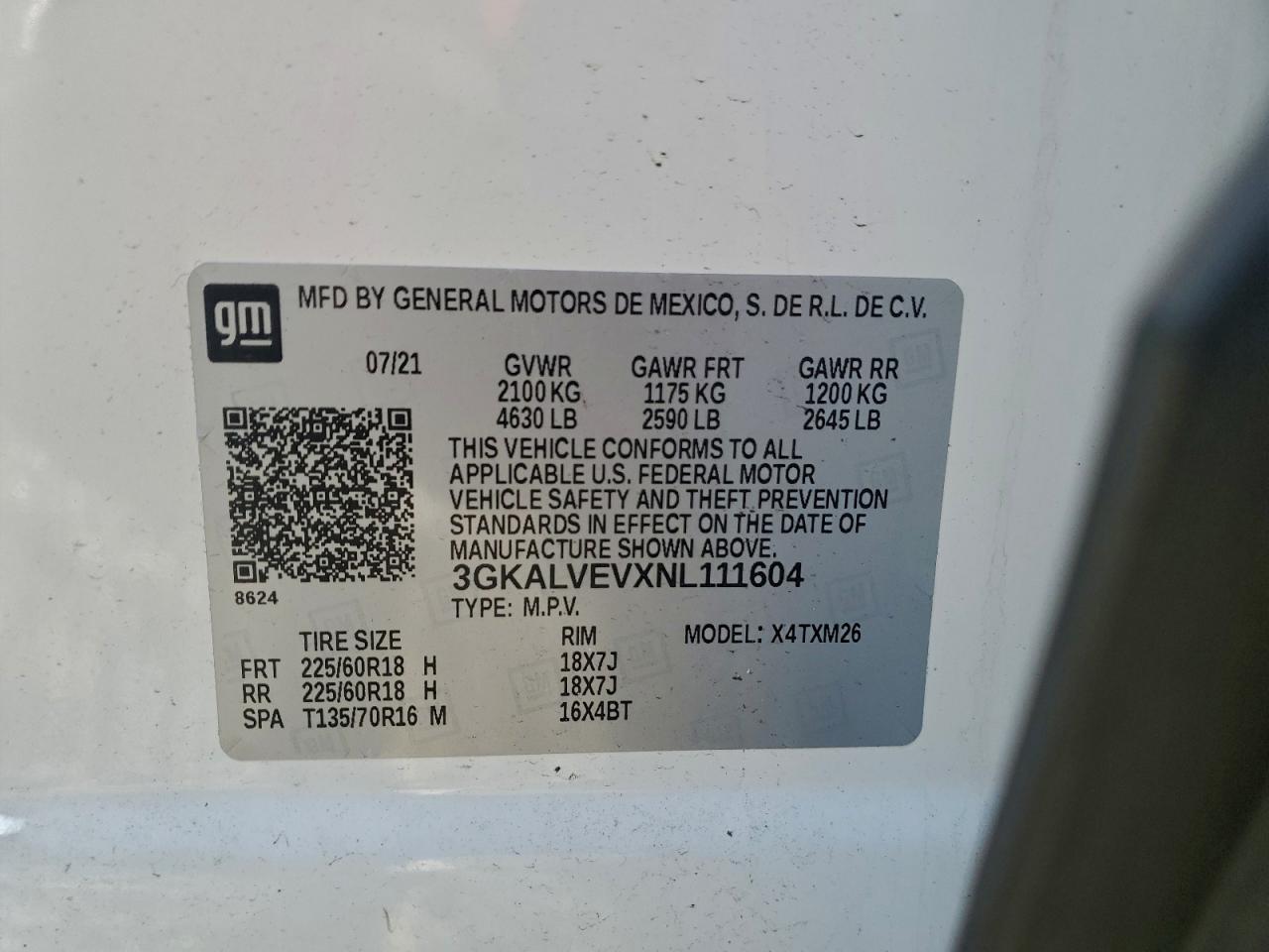 2022 GMC Terrain Slt VIN: 3GKALVEVXNL111604 Lot: 94272505