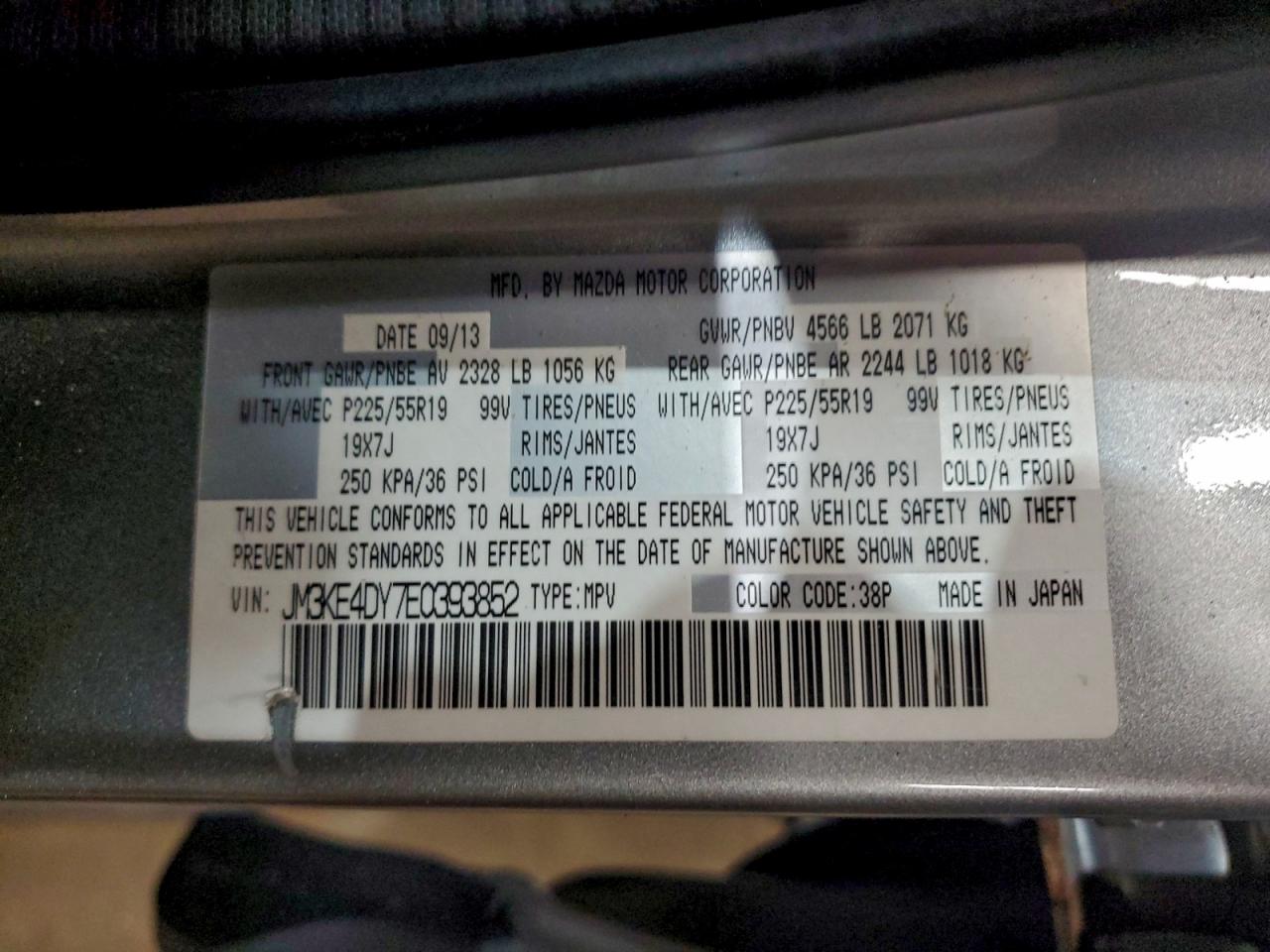 2014 Mazda Cx-5 Gt VIN: JM3KE4DY7E0393852 Lot: 93902805