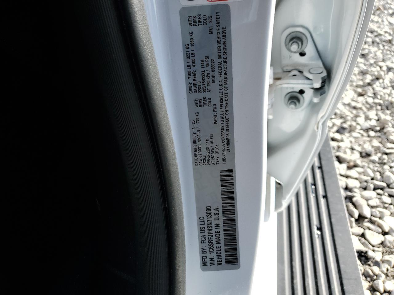 2025 Ram 1500 Laramie VIN: 1C6SRFJP4SN713090 Lot: 92222565