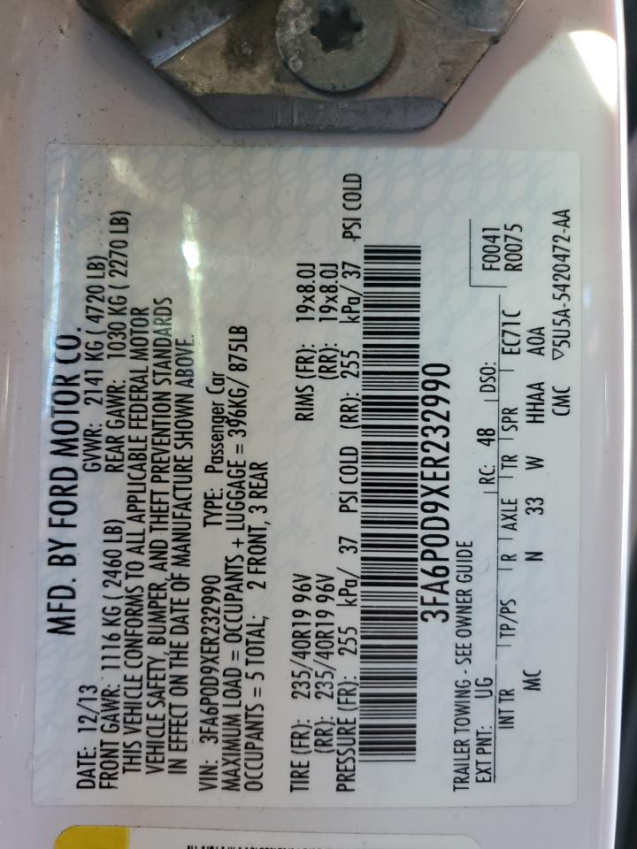 2014 Ford Fusion Titanium VIN: 3FA6P0D9XER232990 Lot: 93154045