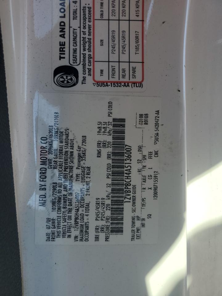 2010 Ford Mustang Gt VIN: 1ZVBP8CH4A5136007 Lot: 91373105