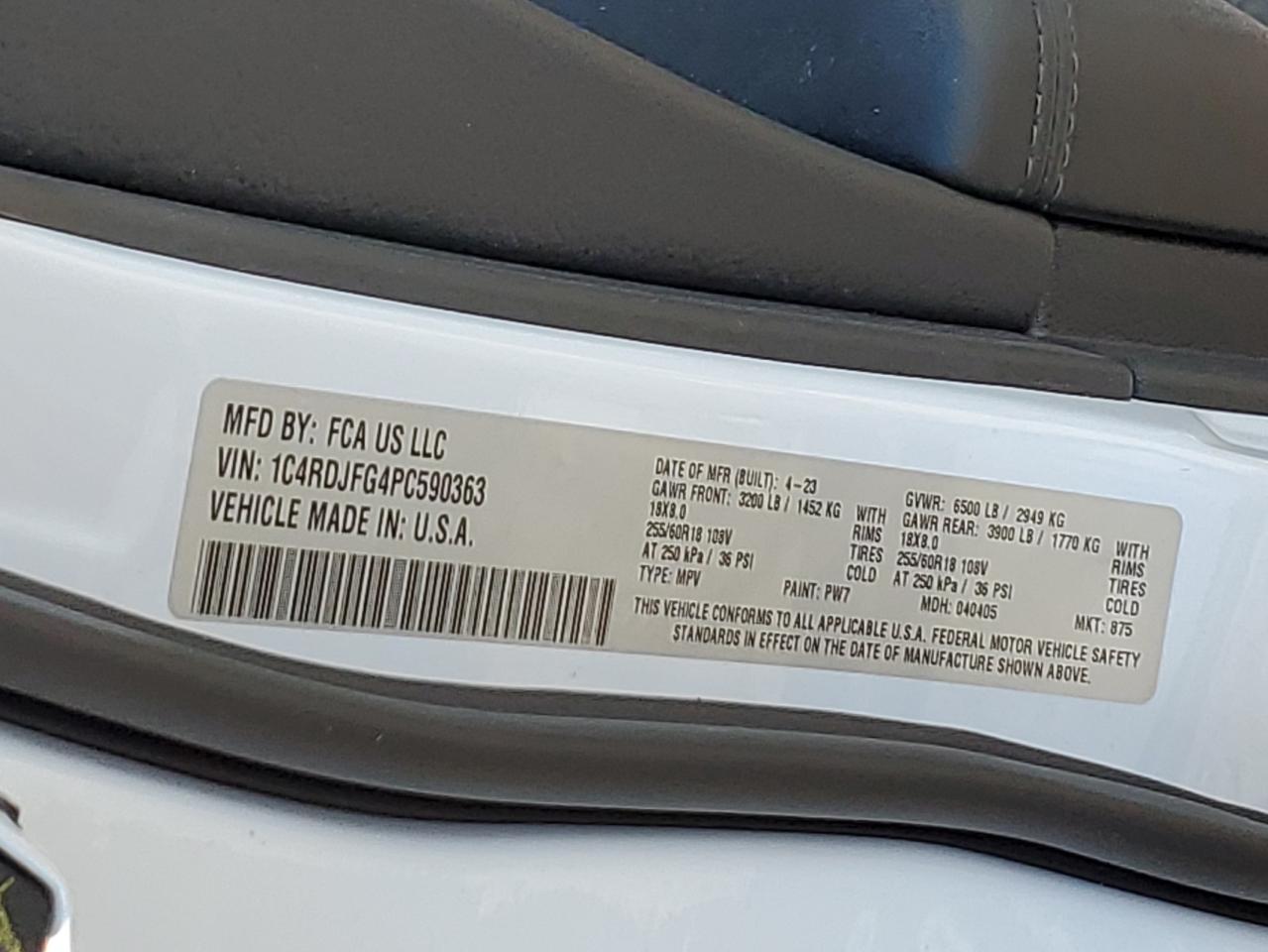 2023 Dodge Durango Pursuit VIN: 1C4RDJFG4PC590363 Lot: 90506285