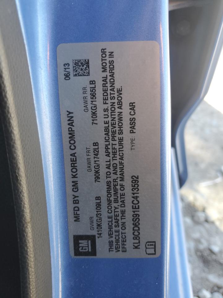 2014 Chevrolet Spark 1Lt VIN: KL8CD6S91EC413592 Lot: 91906695