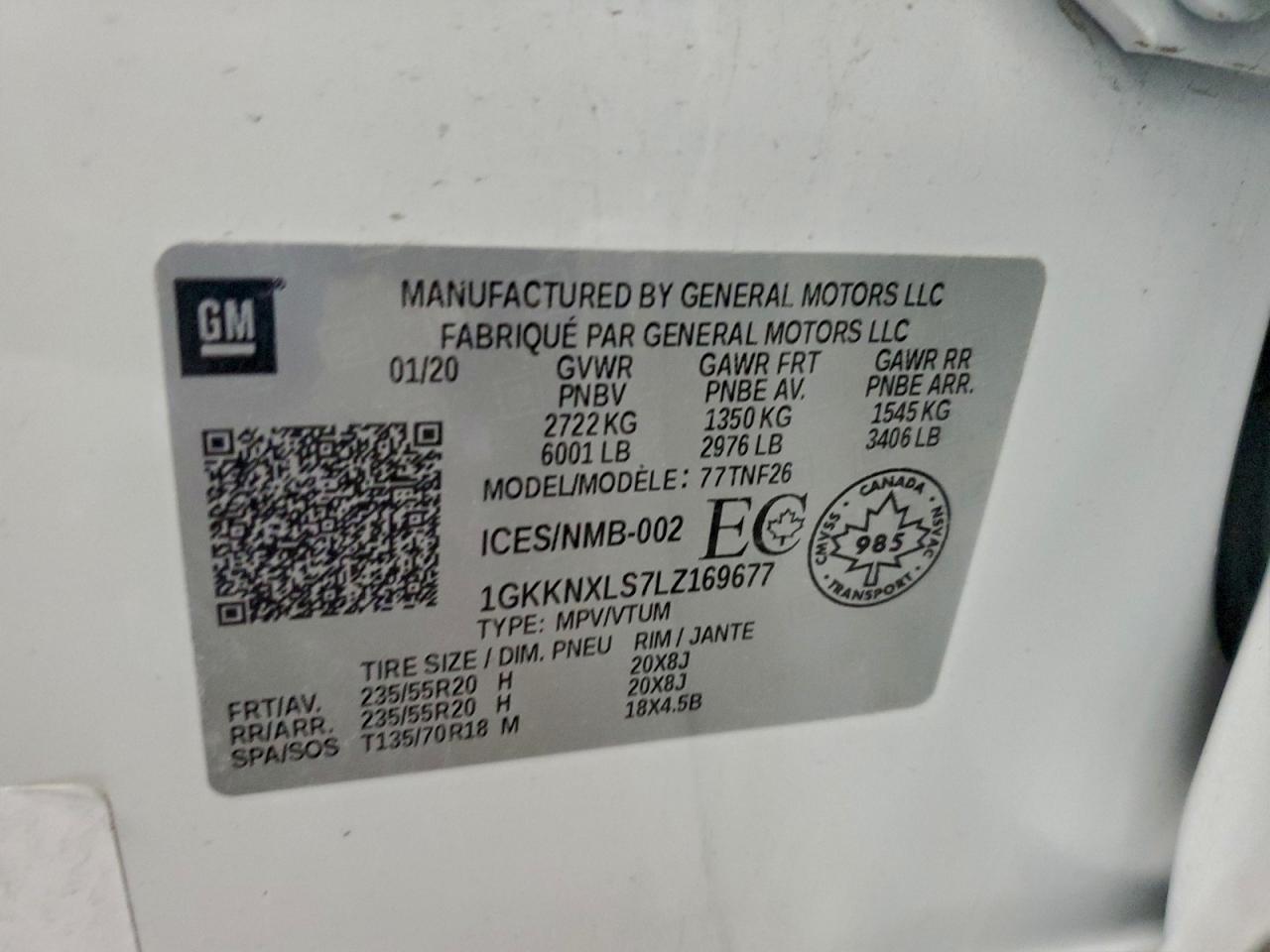 2020 GMC Acadia Denali VIN: 1GKKNXLS7LZ169677 Lot: 93727575