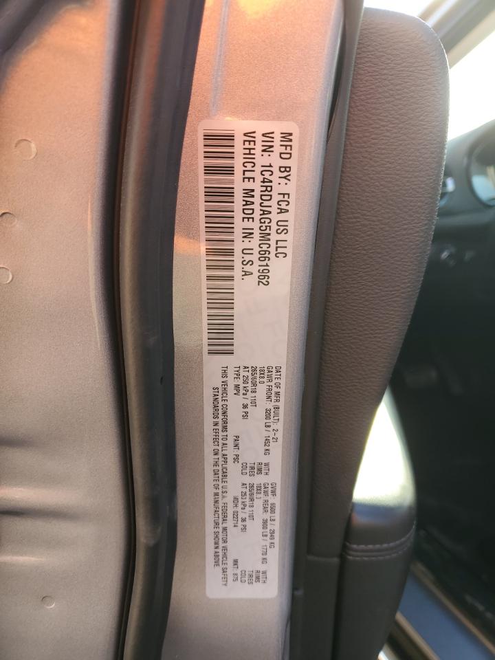 2021 Dodge Durango Sxt VIN: 1C4RDJAG5MC661962 Lot: 93121645