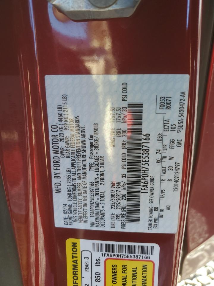 2014 Ford Fusion Se VIN: 1FA6P0H75E5387166 Lot: 93270655