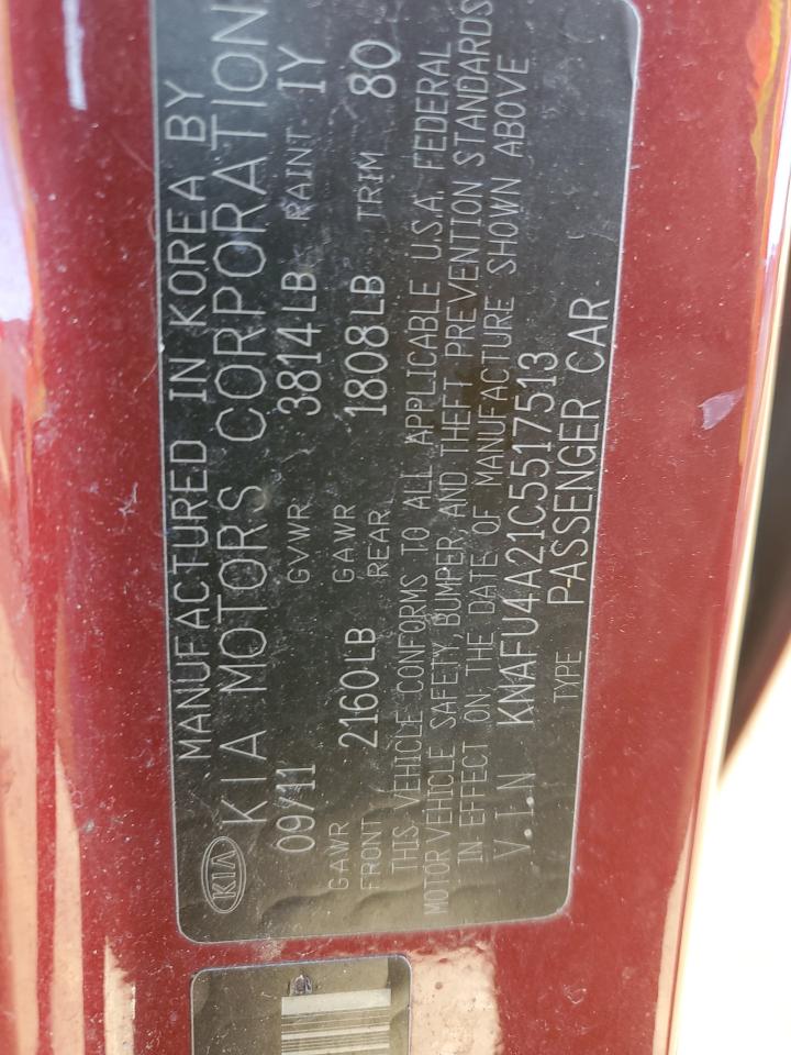 2012 Kia Forte Ex VIN: KNAFU4A21C5517513 Lot: 90545465