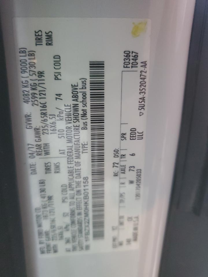 2017 Ford Transit T-350 VIN: 1FBZX2ZM0HKB01158 Lot: 91677835